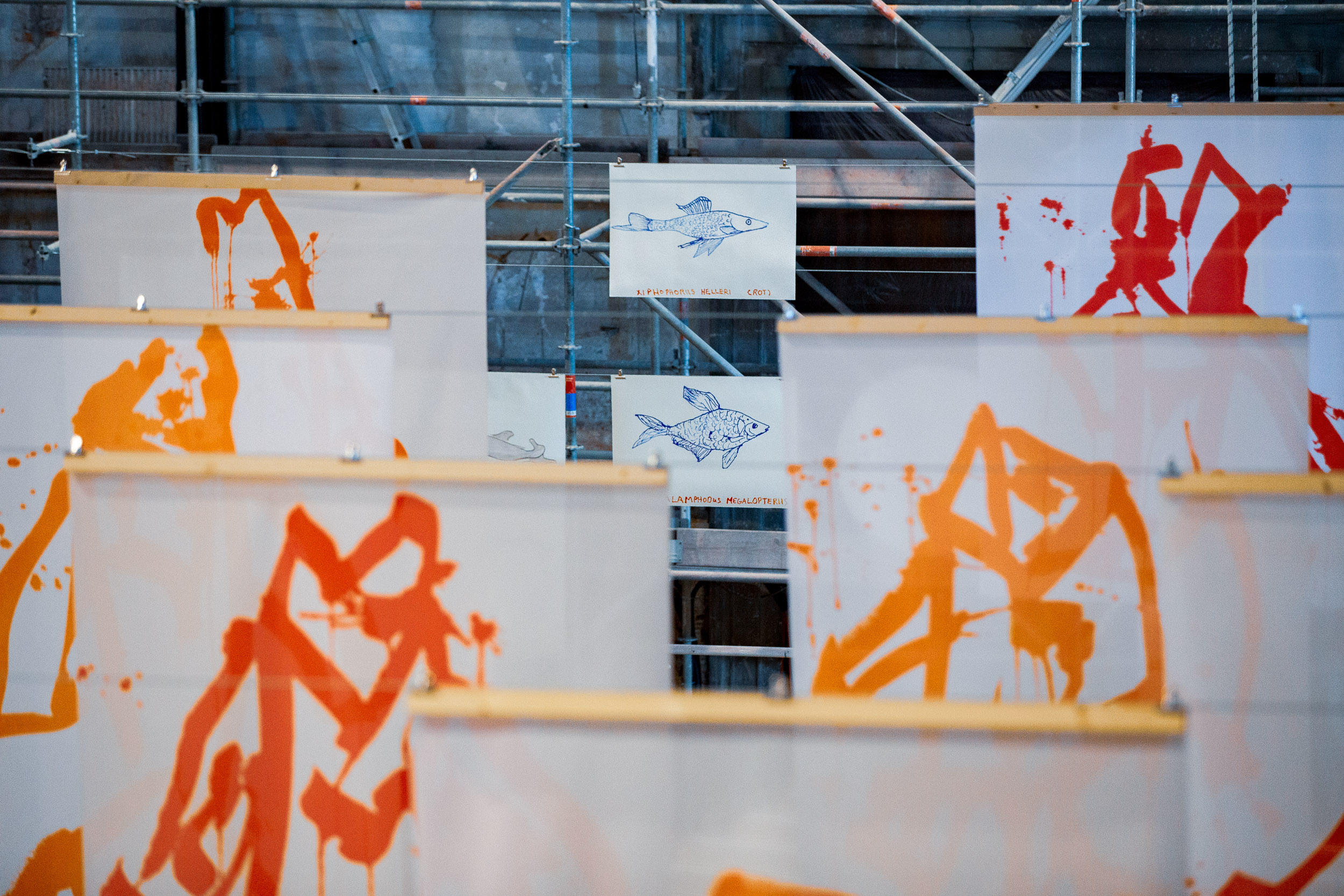 Joan Jonas, Moving Off the Land II, installation view at Ocean Space, Chiesa di San Lorenzo, 2019. Moving Off the Land II is commissioned by TBA21–Academy and co-produced with Luma Foundation. Photo Enrico Fiorese